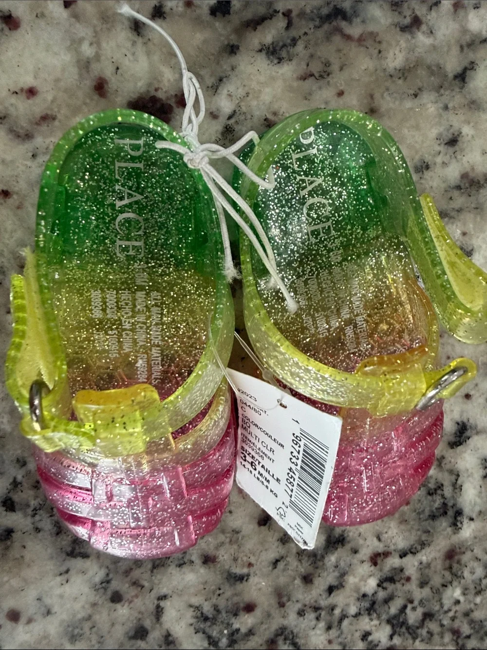 The Children's Place Kids' Glitter Jelly Sandals - Pink, Yellow, Green